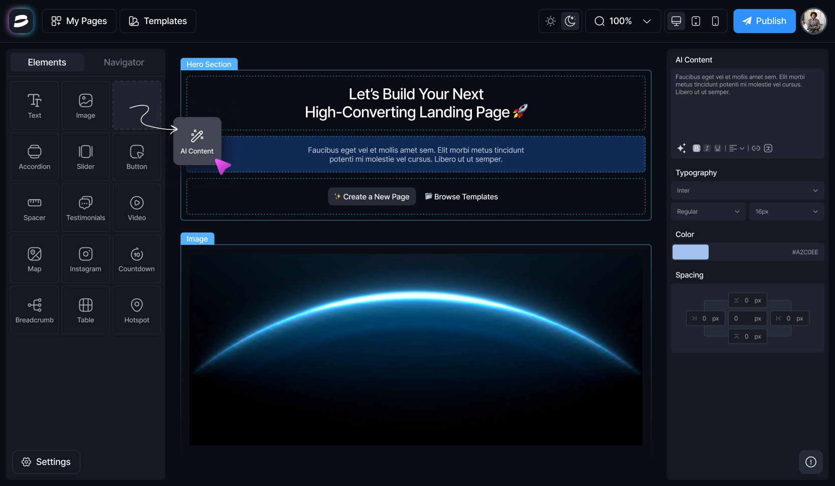 Beam product demo layout
